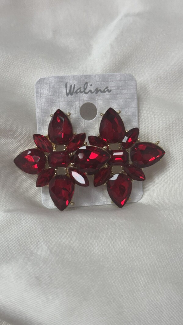 Pendiente Flor cristal Rojo