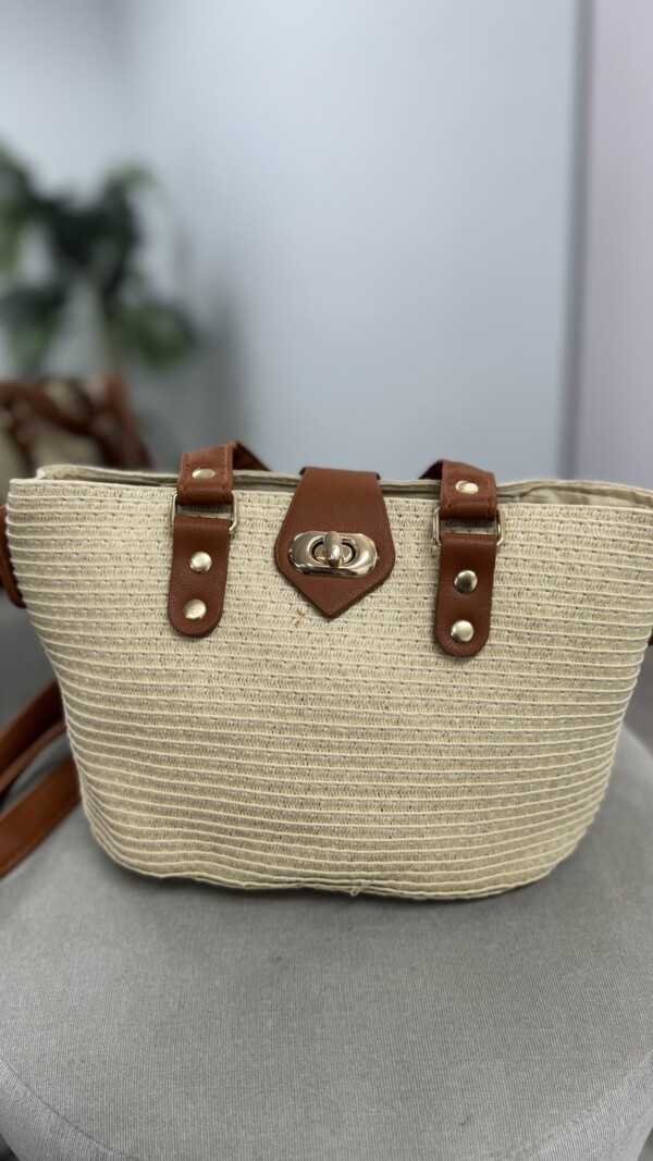 BOLSOS RAFIA CAMEL
