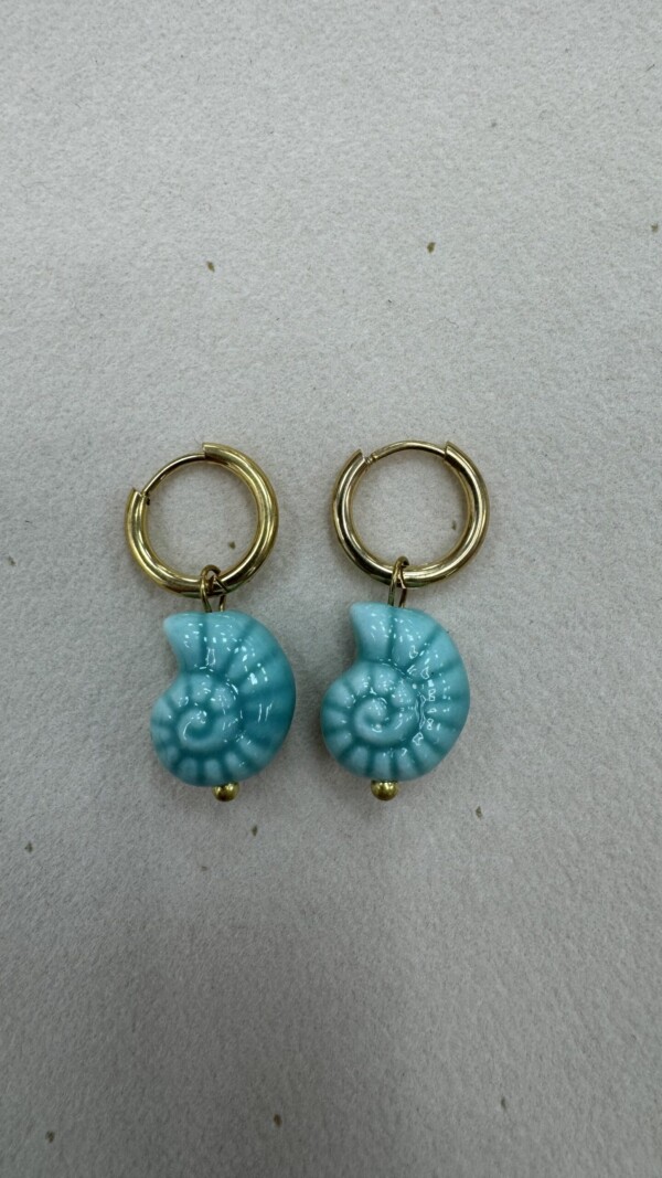 PENDIENTE CONCHA VERDE AGUA