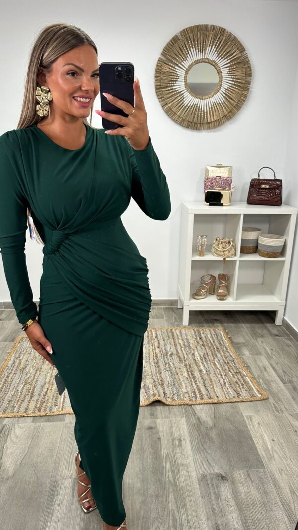 VESTIDO JOANA VERDE  BOTELLA MANGA LARGA