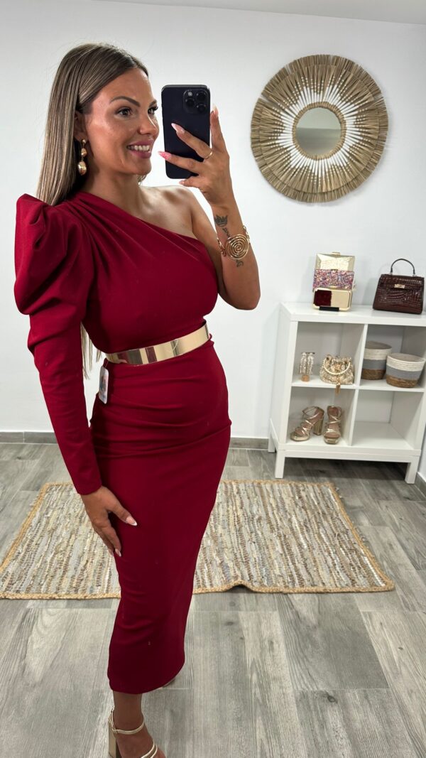 VESTIDO AGATA BURDEO MANGA LARGA