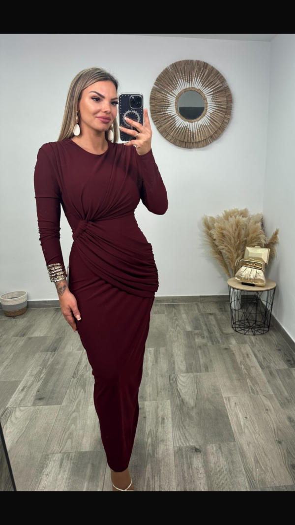 VESTIDO JOANA BURDEO MAGA LARGA