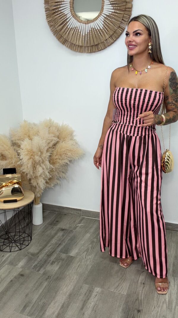 CONJUNTO RAYA ROSA Y CHOCOLATE
